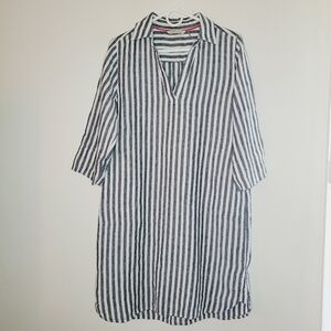 Soft Surroundings Navy and White Striped Collared Tunic Dress